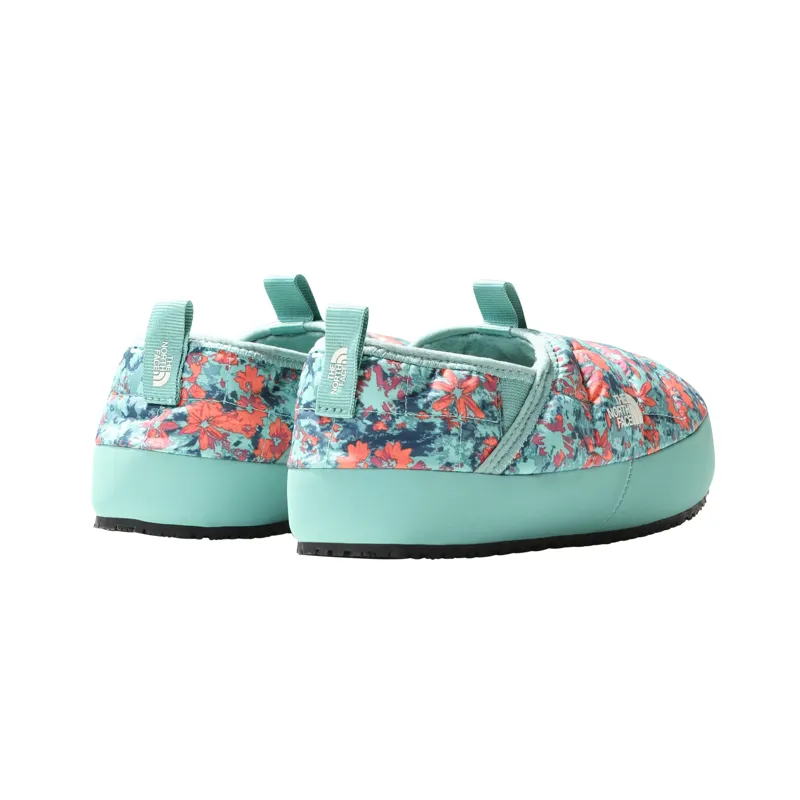 The North Face Youth Thermoball Traction Mule II in Coral Sunrise Forestland Floral Print/ Wasabi-2