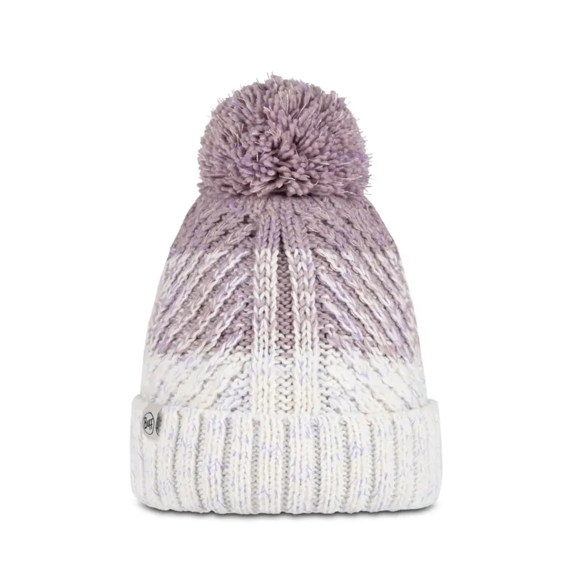 Buff Knitted and Fleece Band Beanie in Akna Whisper