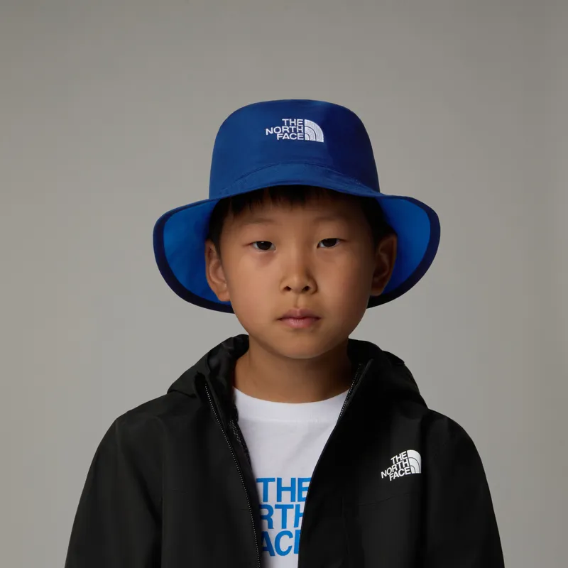 The North Face Kid's Class V Reversible Bucket Hat in Hero Blue/Topo Phantom Print-5