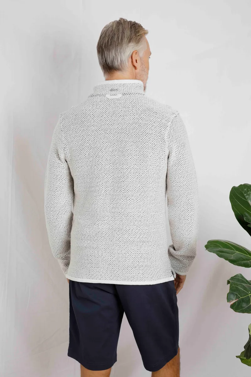 Weird Fish Men's Stern Eco 1/4 Zip Macaroni in Ecru-3