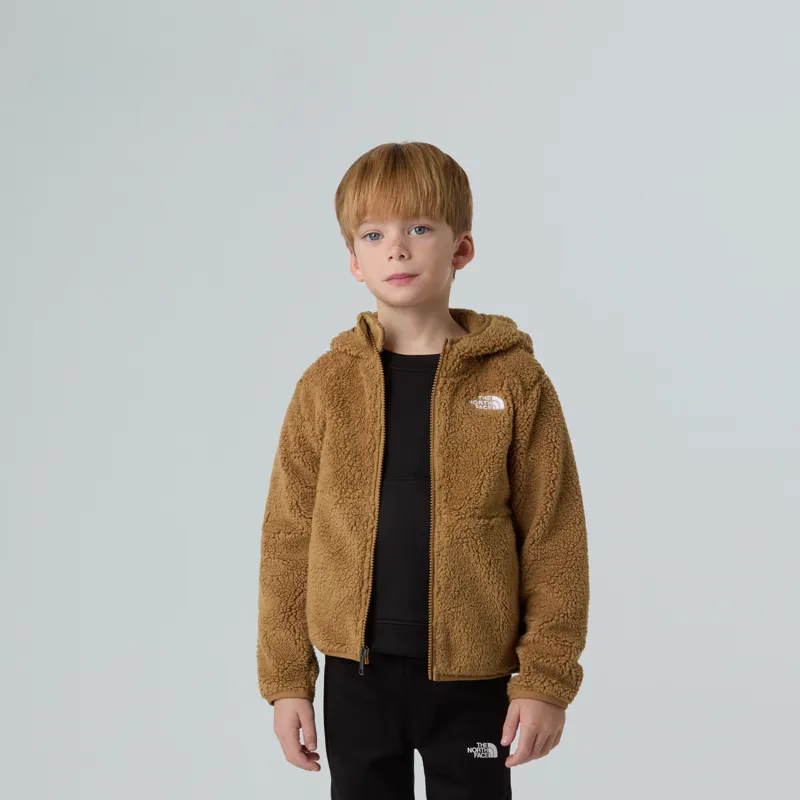 The North Face Kid's Campshire Full-Zip Hooded Fleece in Teddy Brown-2