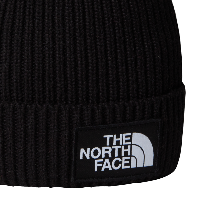 The North Face Kid's Logo Box Cuffed Beanie in Black-1