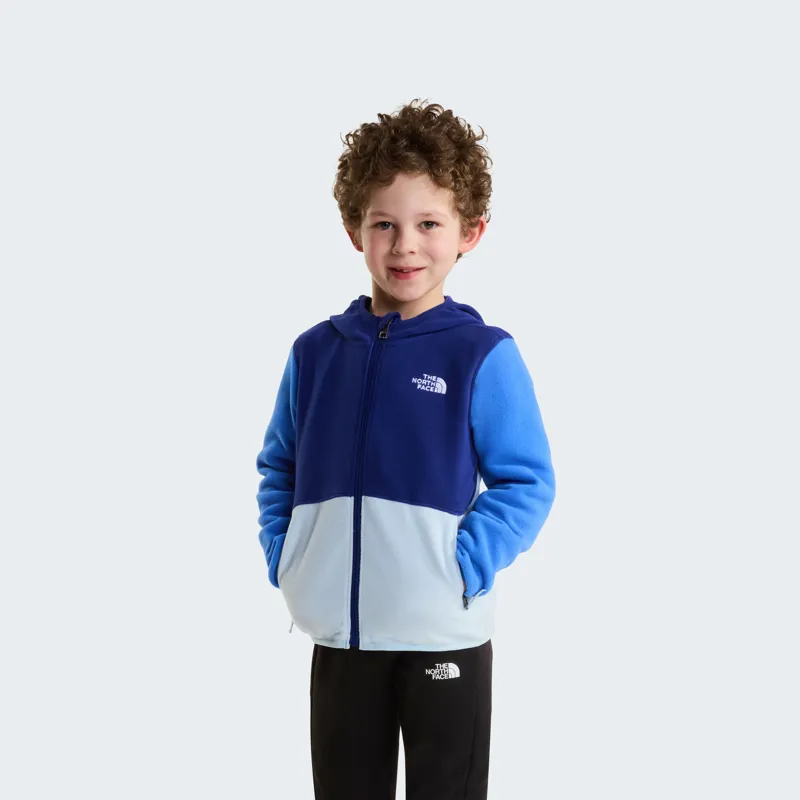 The North Face Kid's Glacier Full-Zip Hooded Fleece in Bold Blue/Polar-4