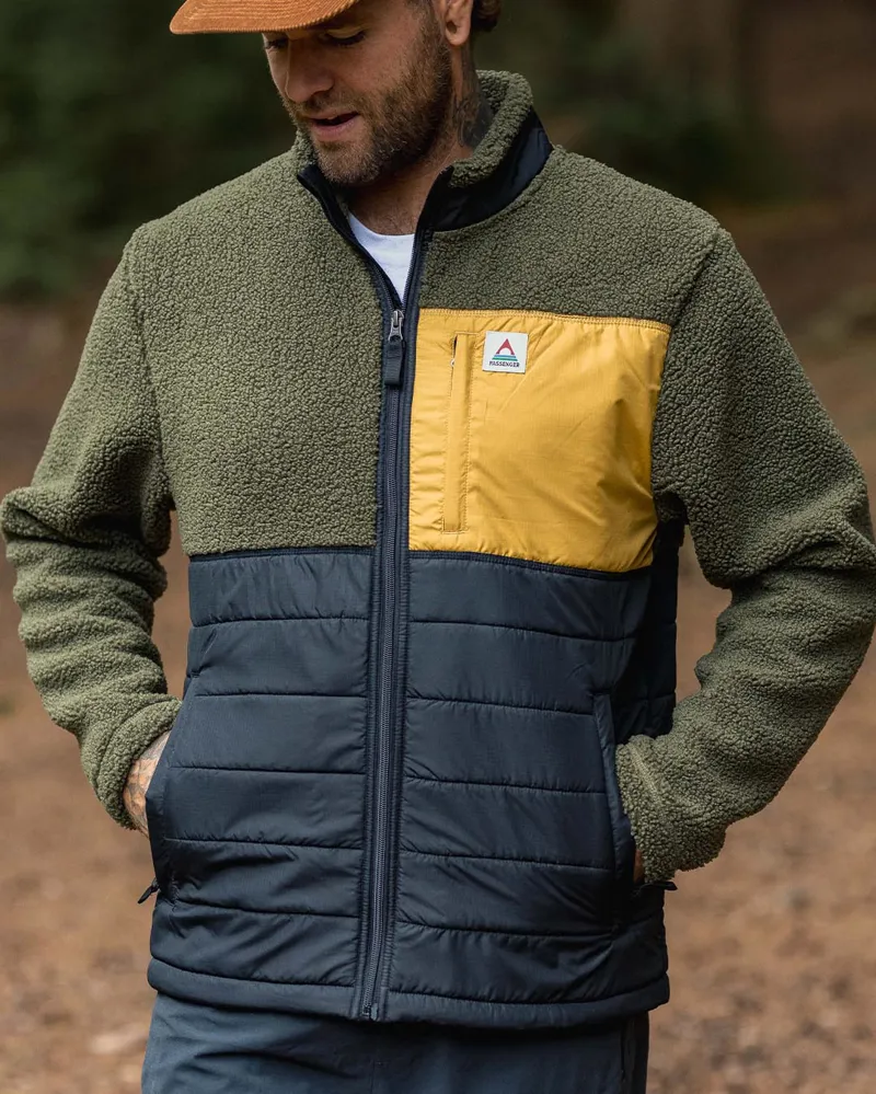 Passenger Men's Born Explorer Recycled Polar-Lined Sherpa Fleece in Khaki-3