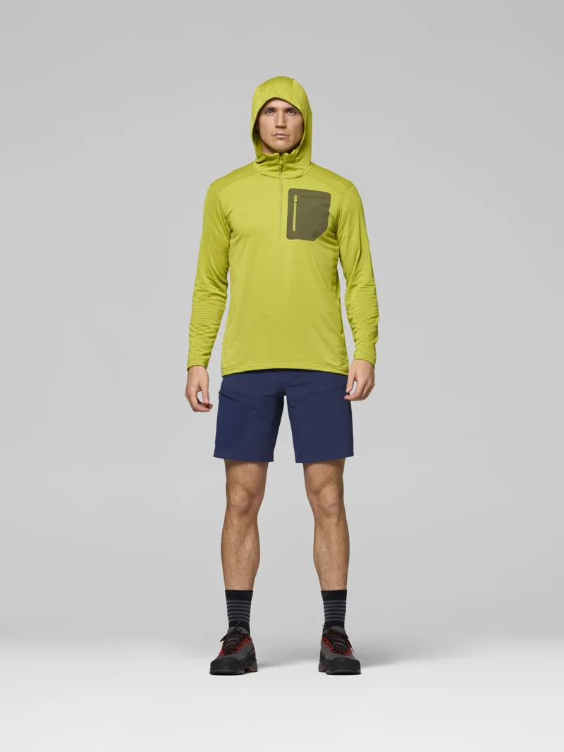 Norrona Men's Falketind Warm1 Hood in Golden Lime/Olive Night-3