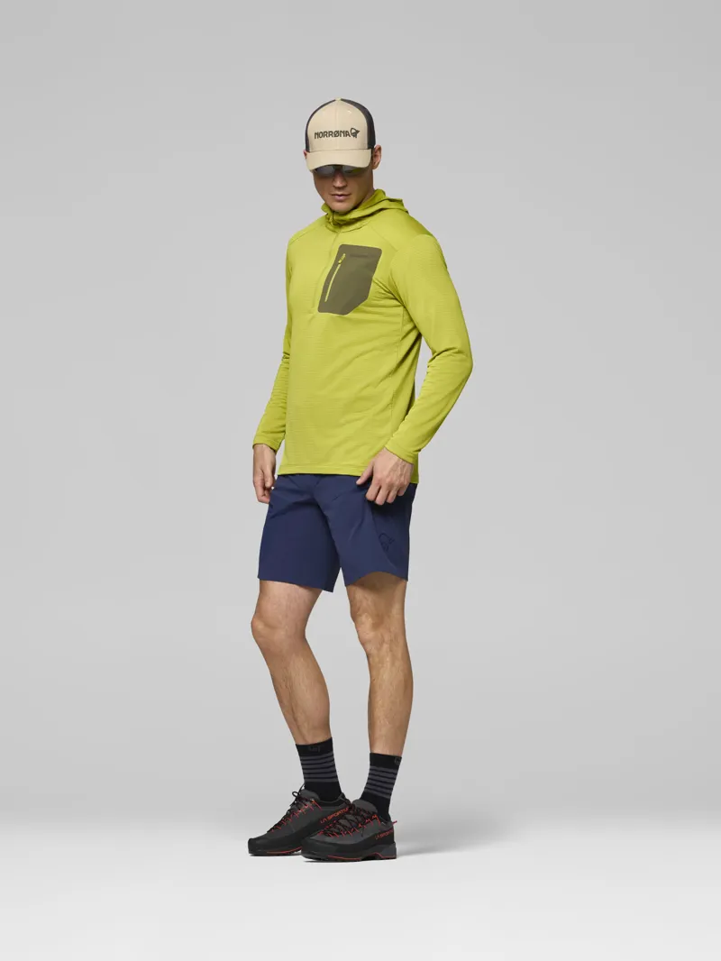 Norrona Men's Falketind Warm1 Hood in Golden Lime/Olive Night-4