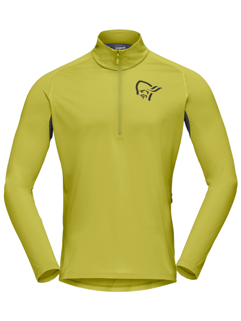 Norrona Men's Fjørå Equaliser Zip Neck in Golden Lime