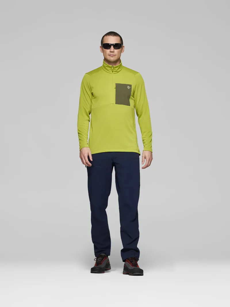 Norrona Men's Femund Warm1 Zip Neck in Golden Lime/Olive Night-3