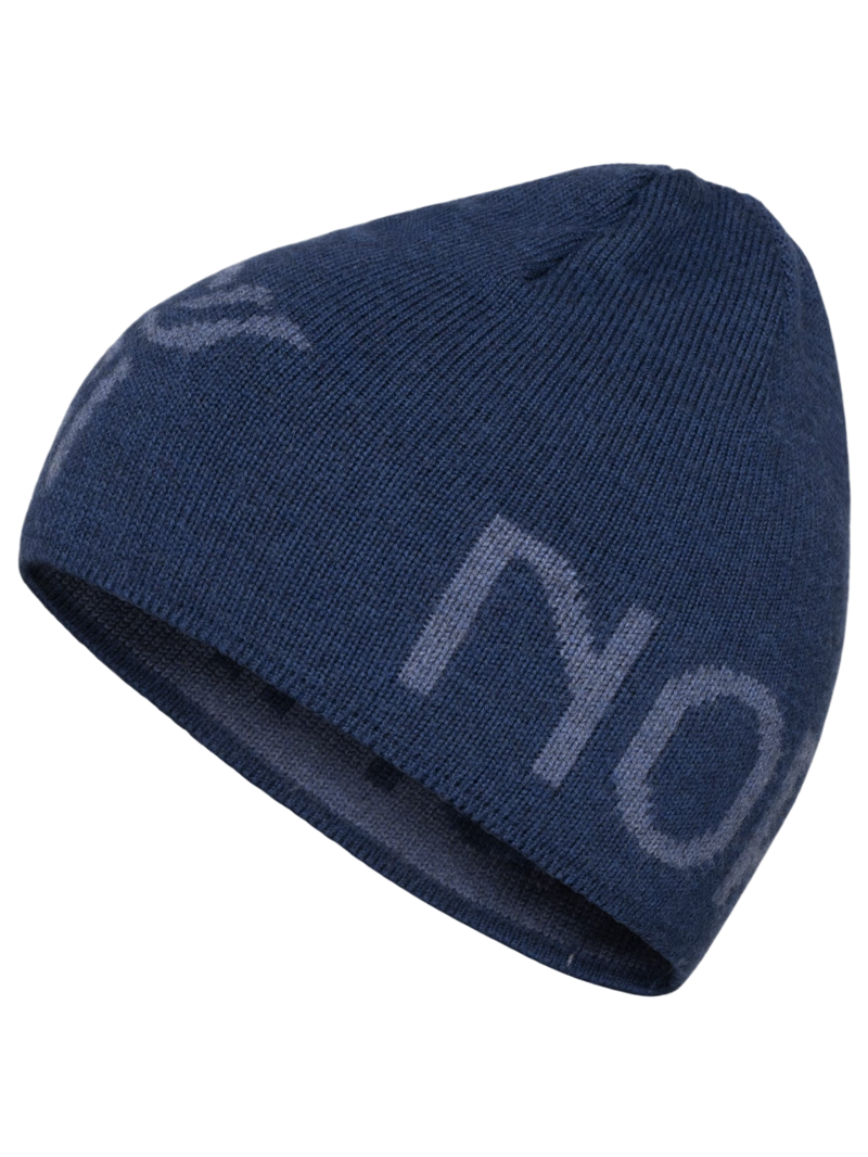 Norrona /29 Mid Merino Ull Logo Beanie in Indigo Night Melange