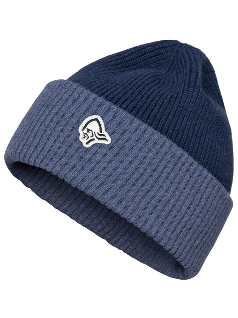 Norrona /29 Heavy Merinoull Contrast Beanie in Indigo Night Melange