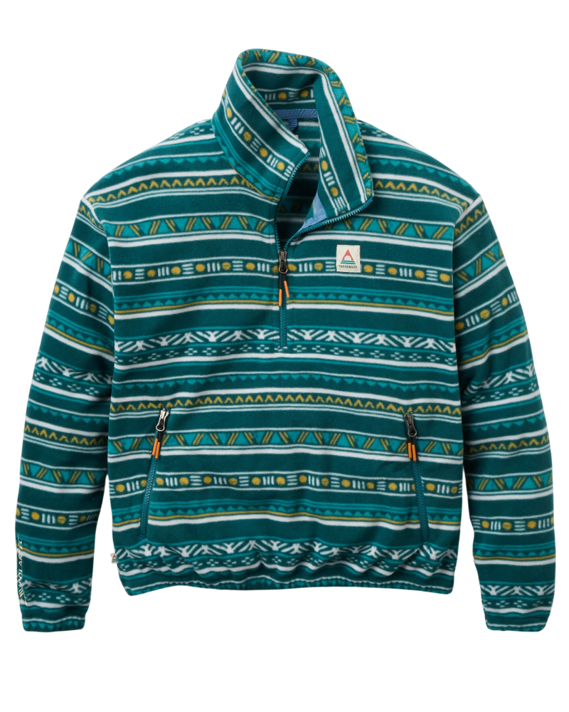 Passenger Women's Ayla Recycled Fleece in Geo Stripe Mediterranean