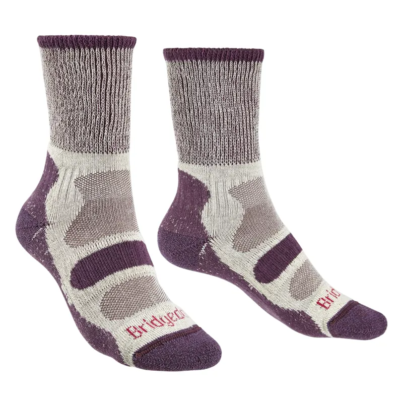 Bridgedale Women's Lightweight Coolmax Comfort Boot Socks in Plum