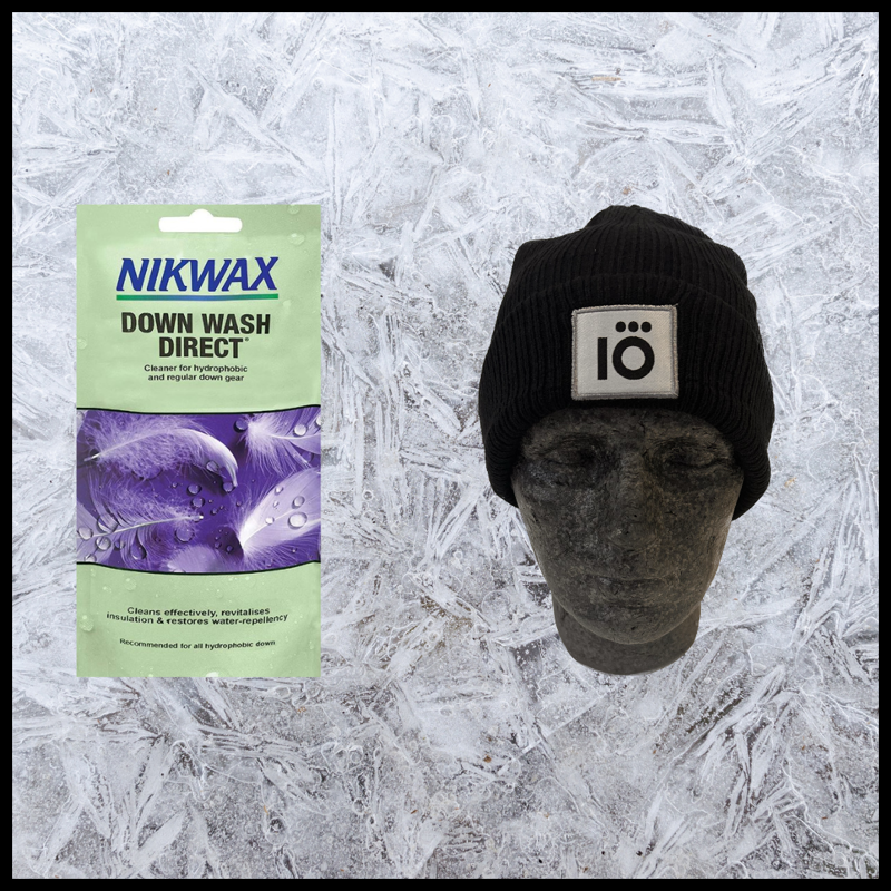 IO Unisex Beanie in Black and Nickwax Wash 100ml