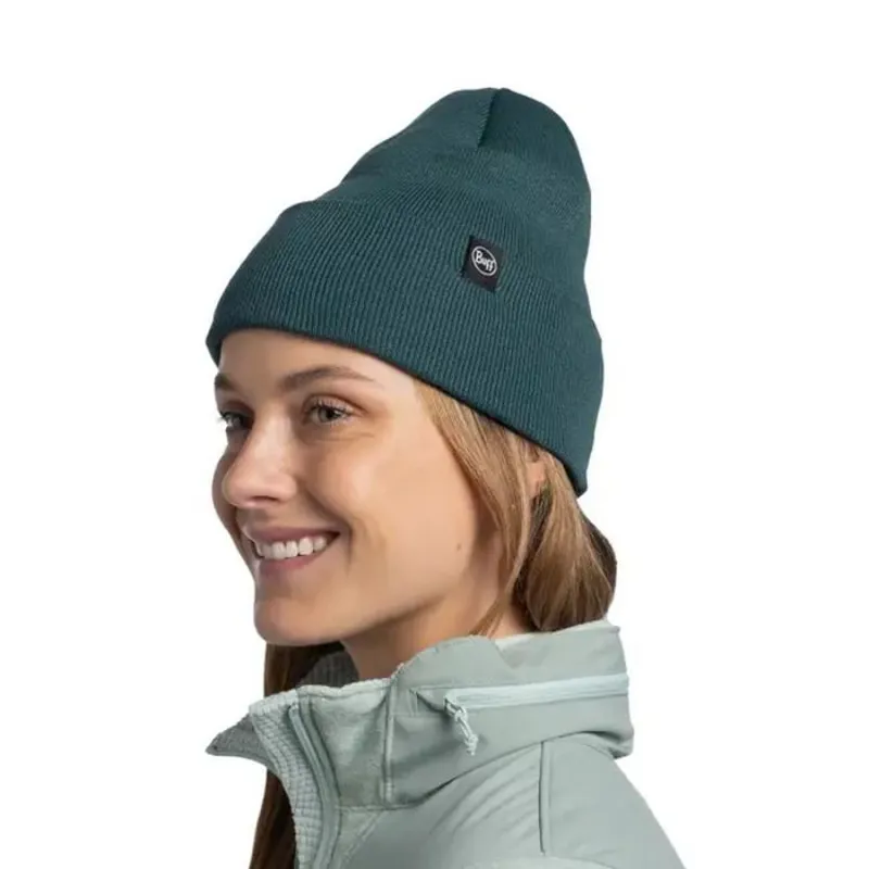 Buff Knitted Beanie Lilon in Silversage-1