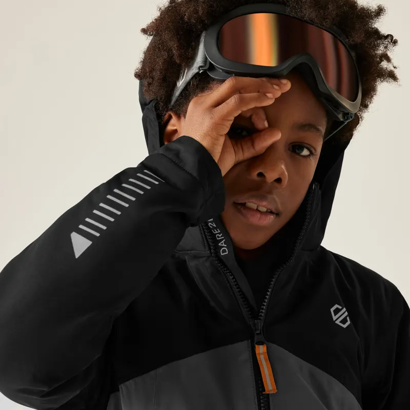Dare2b Kid's Impose V Ski Jacket in Black/Iron-10