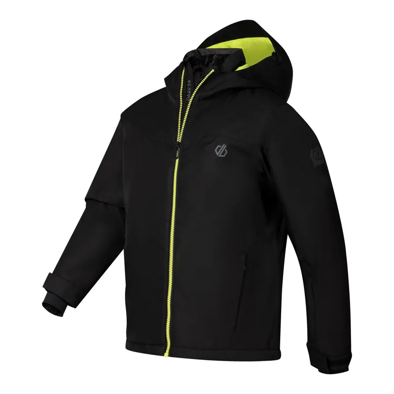Dare2b Kid's Piste Jacket in Black/Wild Lime-1