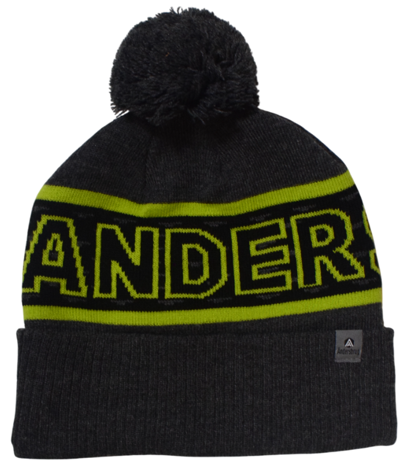 Andersbrug Bobble Hat in Grey with Green
