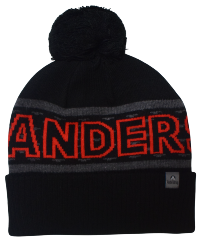 Andersbrug Bobble Hat in Black with Red
