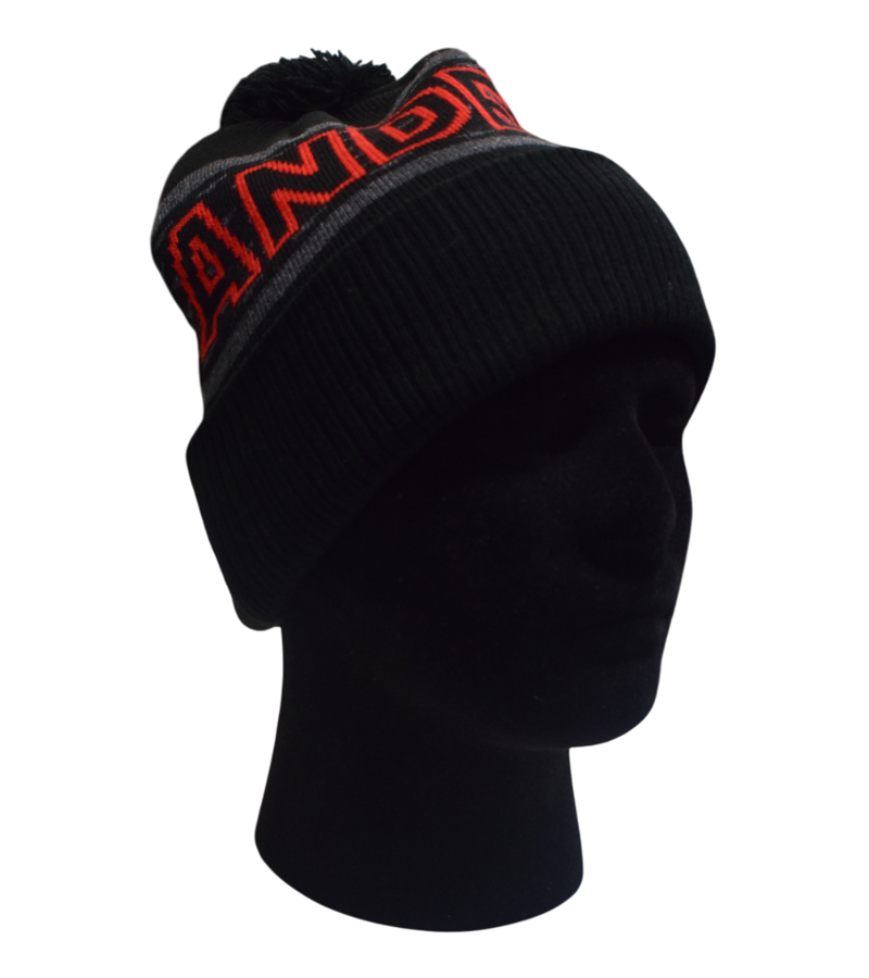 Andersbrug Bobble Hat in Black with Red-2