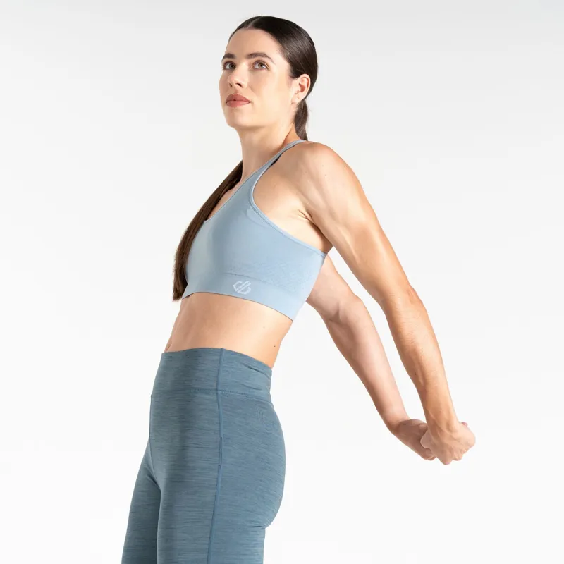Dare2b Women's Don't Sweat It Sports Bra in Rainwashed Blue-1