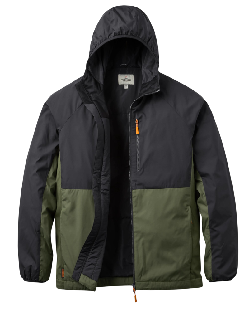 Passenger Men's Daybreak Lightweight Thermore Insulated Jacket in Faded Black/Khaki