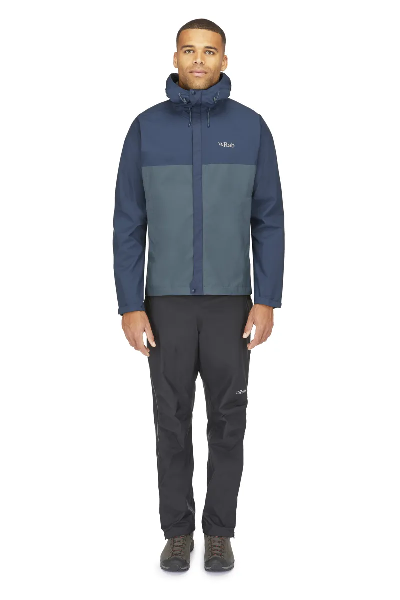 Rab Men's Downpour Eco Waterproof Jacket in Tempest Blue/Orion Blue-5