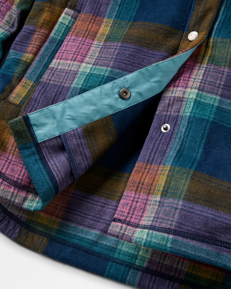 Passenger Women's East Recycled Polar Fleece Shirt in Rich Navy Multi Check-6