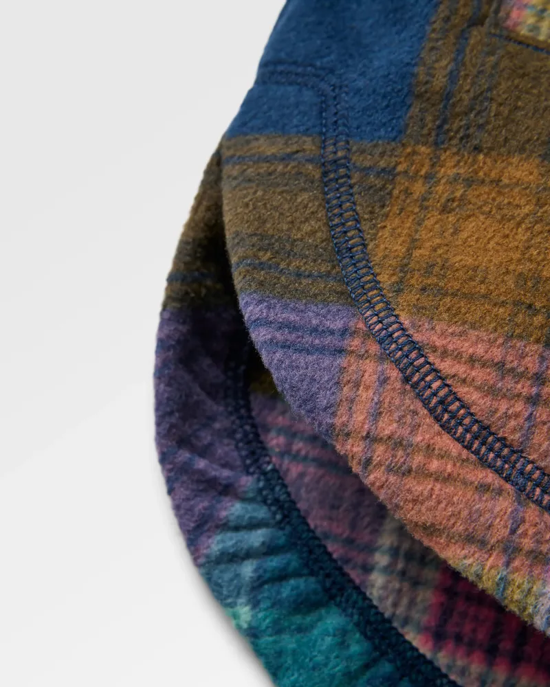 Passenger Women's East Recycled Polar Fleece Shirt in Rich Navy Multi Check-7