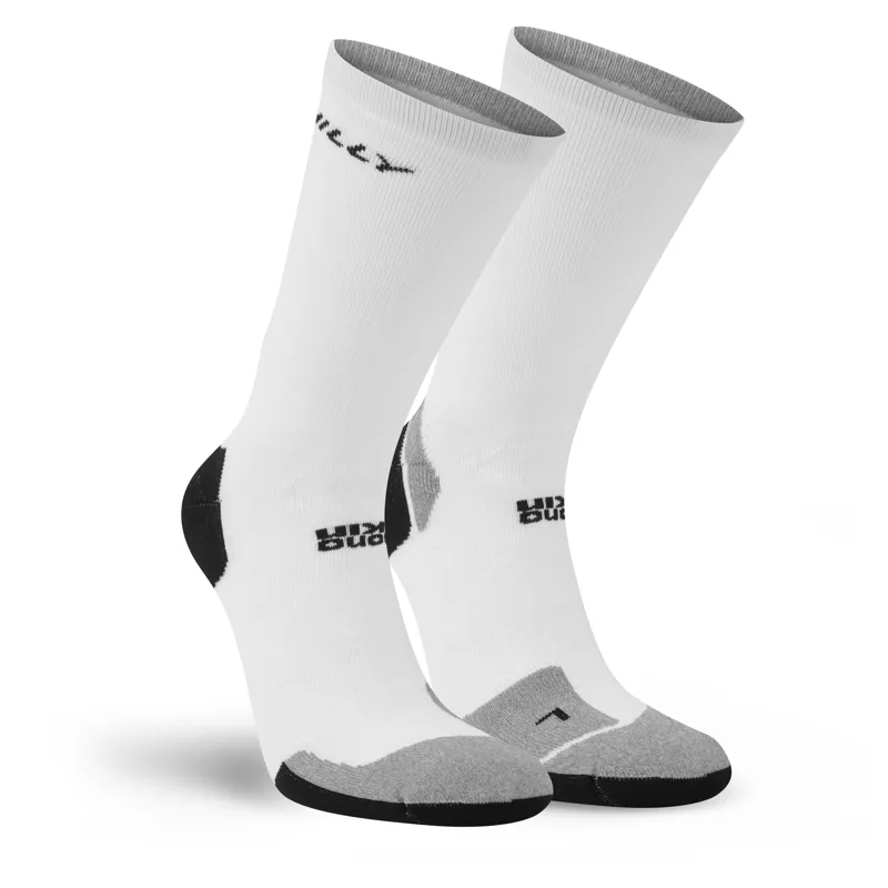 Hilly Marathon Fresh Crew Min Socks in White/Grey-2