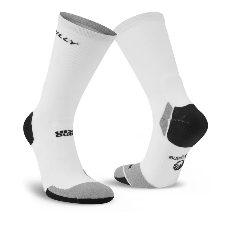 Hilly Marathon Fresh Crew Min Socks in White/Grey-1