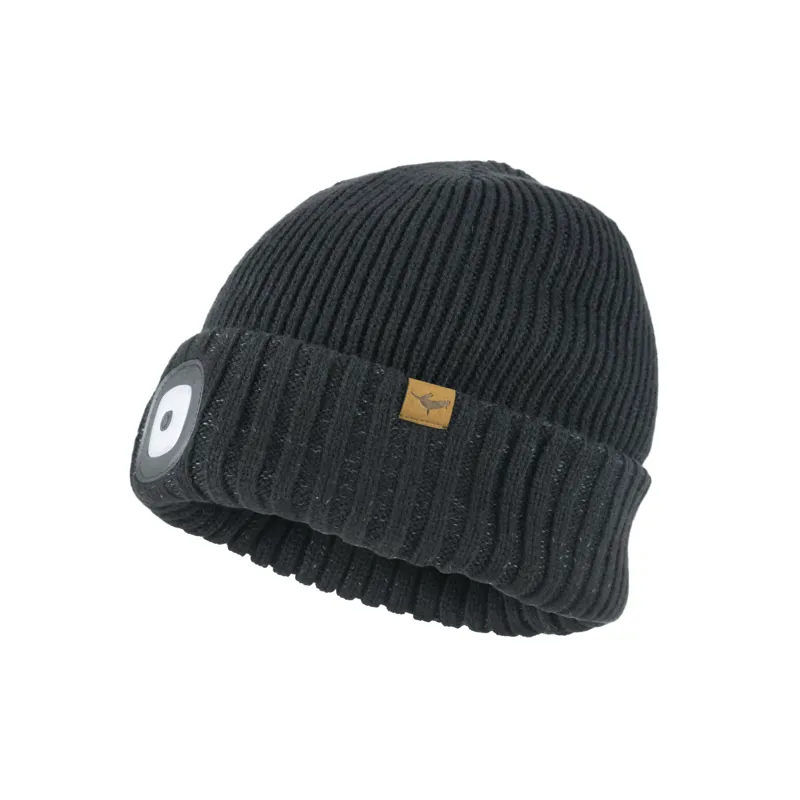 Sealskinz Adult Heydon Waterproof Cold Weather LED Roll Cuff Beanie in Black-2