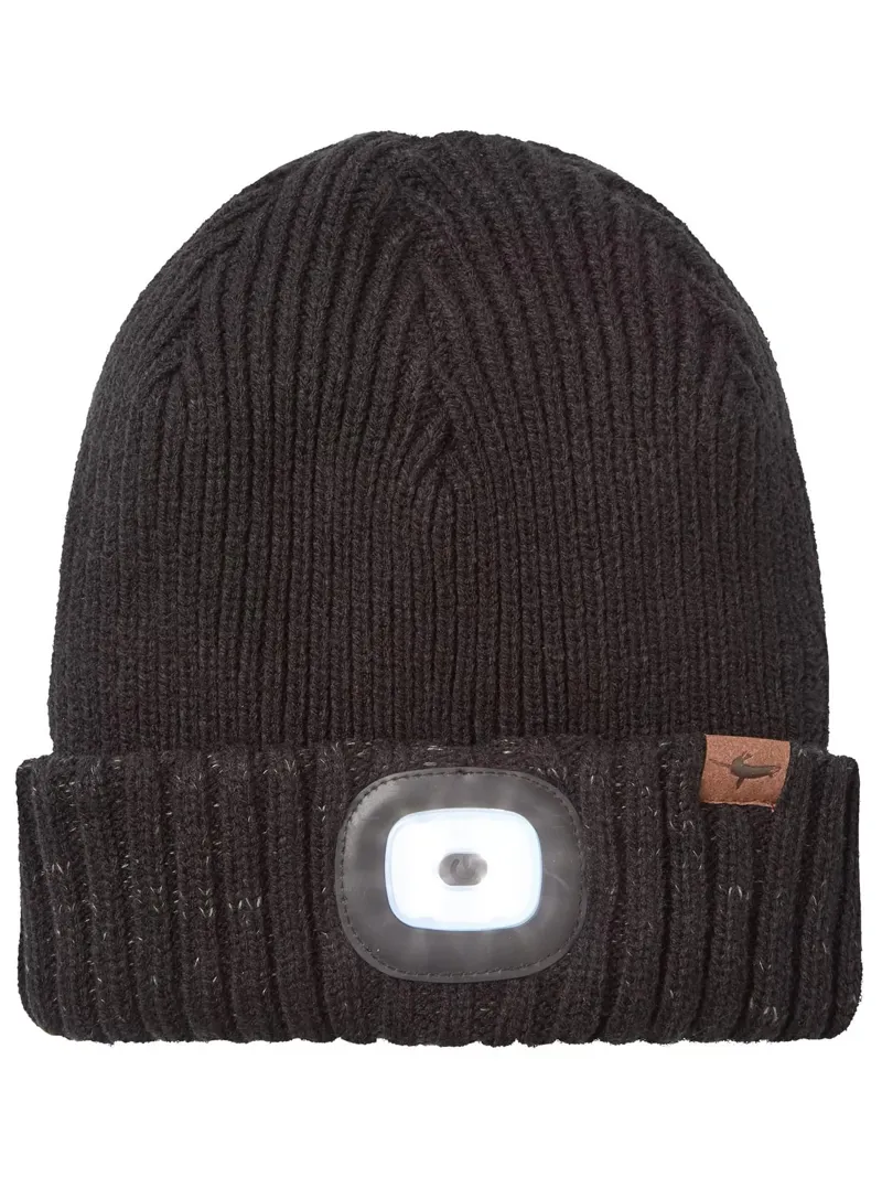 Sealskinz Adult Heydon Waterproof Cold Weather LED Roll Cuff Beanie in Black