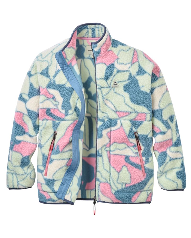 Passenger Women's Home Full Zip Sherpa Fleece in Slower Rhythms Stormy Blue
