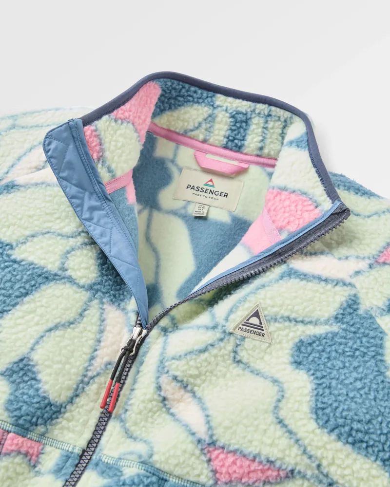 Passenger Women's Home Full Zip Sherpa Fleece in Slower Rhythms Stormy Blue-1