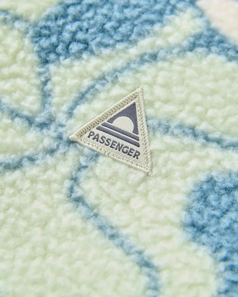 Passenger Women's Home Full Zip Sherpa Fleece in Slower Rhythms Stormy Blue-5