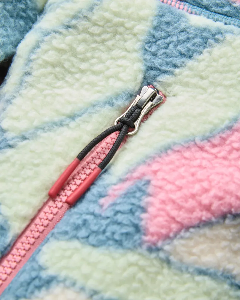 Passenger Women's Home Full Zip Sherpa Fleece in Slower Rhythms Stormy Blue-4