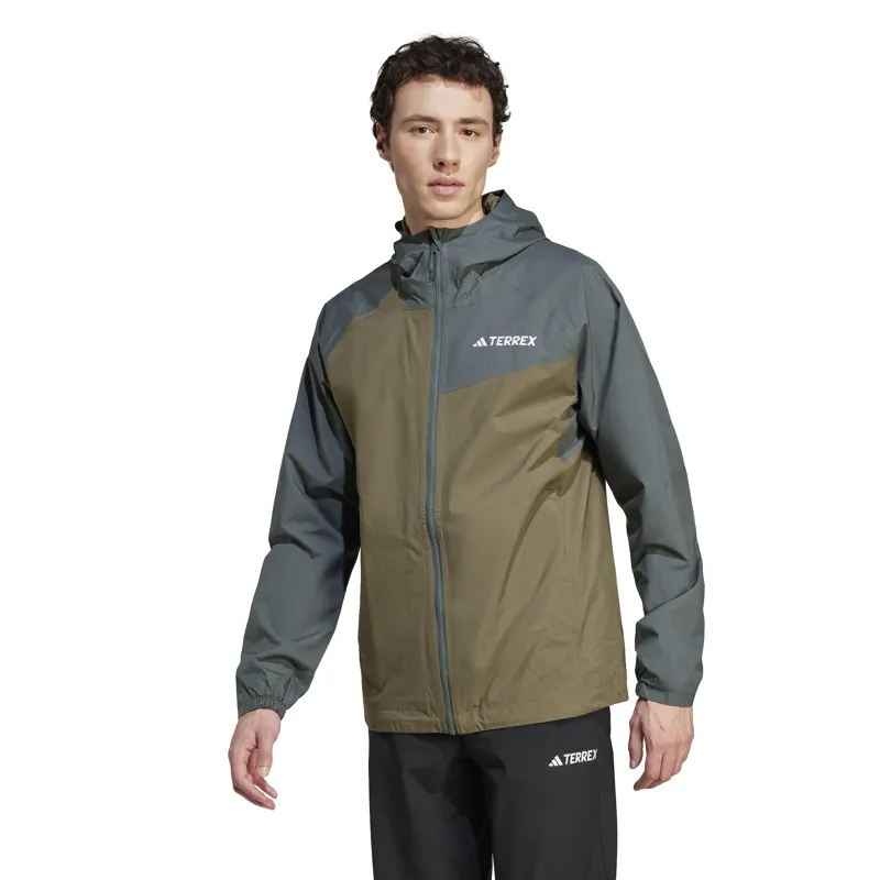 Adidas Men's Terrex Multi 2L Rain Jacket in Olive Strata/Legend Ivy-1