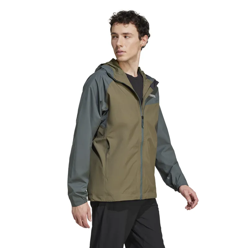 Adidas Men's Terrex Multi 2L Rain Jacket in Olive Strata/Legend Ivy-3