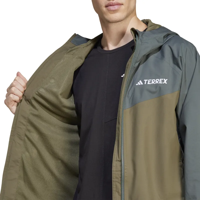 Adidas Men's Terrex Multi 2L Rain Jacket in Olive Strata/Legend Ivy-5
