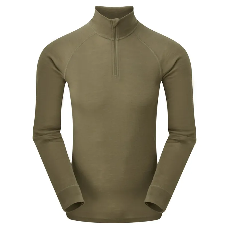 Keela Men's Merino Long Sleeve Zip Neck Top in Covert Green