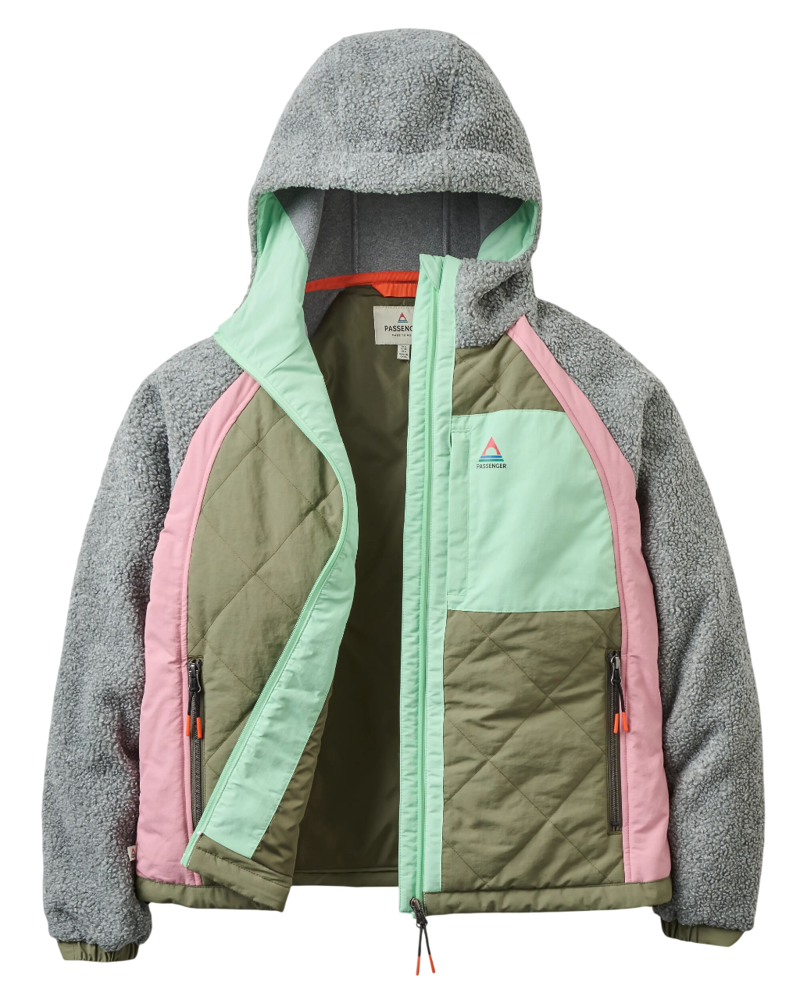 Passenger Women's Lara Quilted Jacket in Grey Marl/Dusty Olive