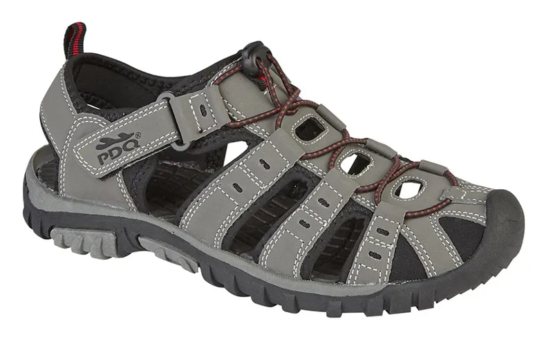 PDQ Men's Nubuck Sandals in Grey/Red