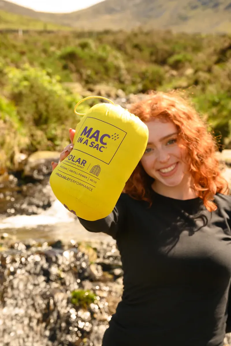 Mac In A Sac Women's Polar Reversible Packable Down Jacket in Yellow/Grape-6