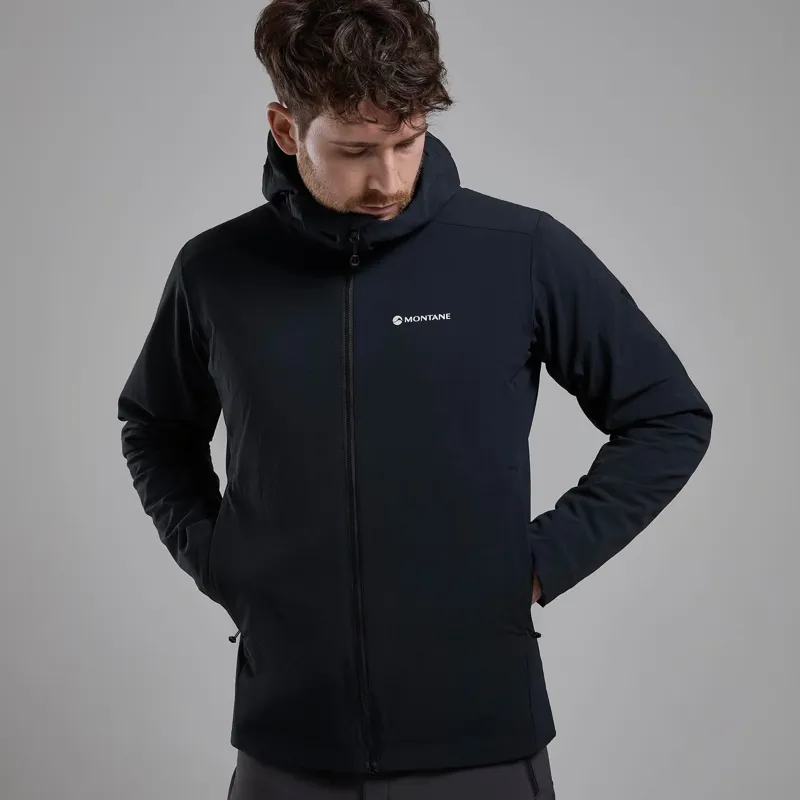 Montane Men's Khamsin Hooded Softshell Jacket in Black-1