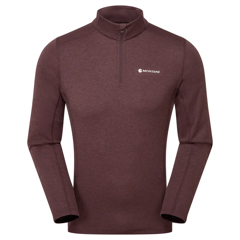 Montane Men's Dart Zip Neck T-Shirt in Dark Garnet
