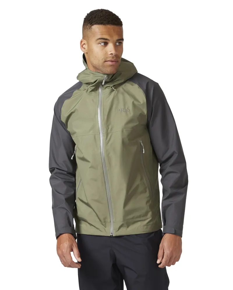 Rab Men's Namche Gore-Tex Paclite Waterproof Jacket in Graphene/Light Khaki-2