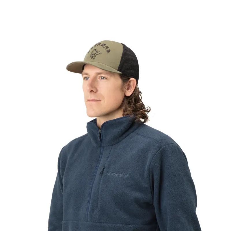 Norrona Adult 29 Mesh Flexfit Cap in Olive Night/Caviar-3