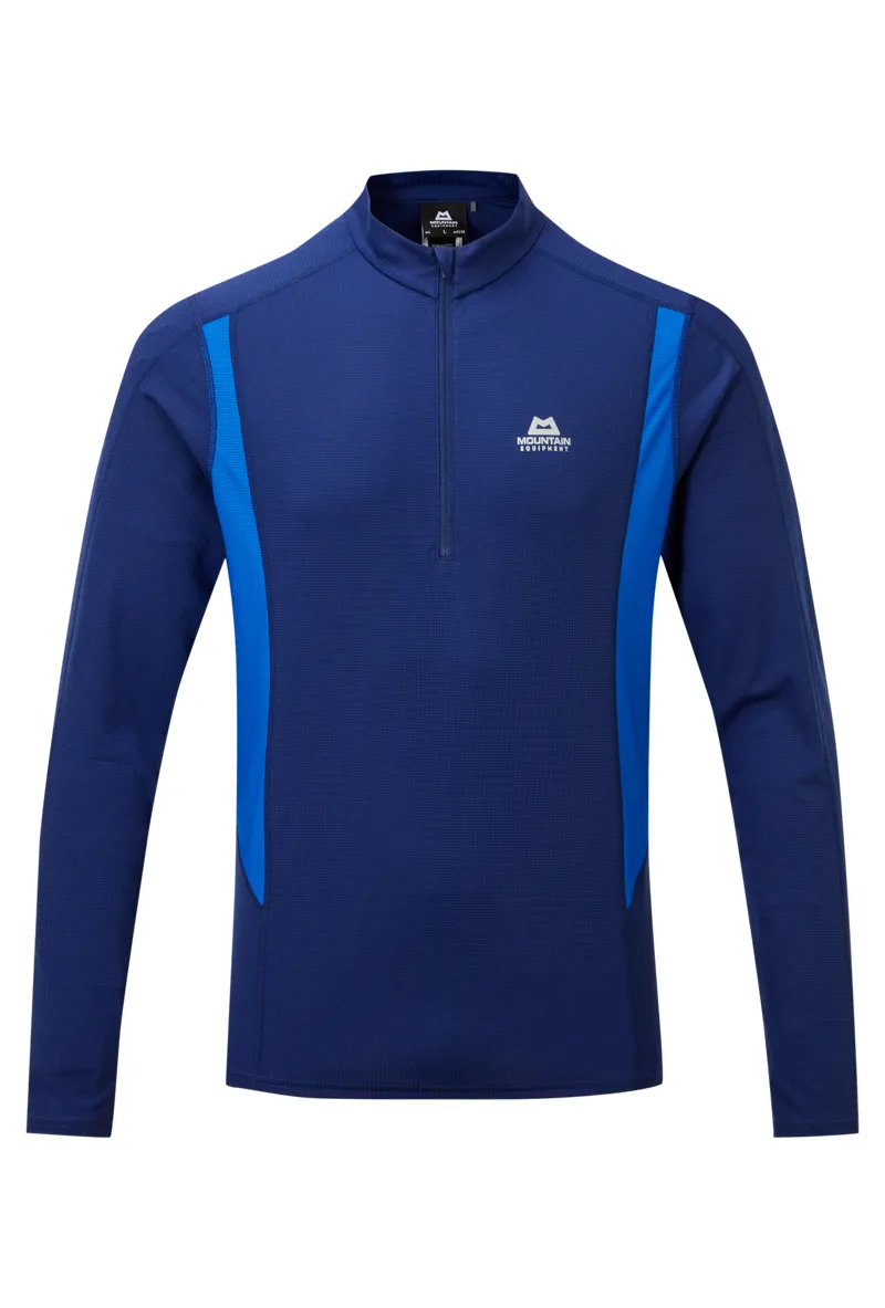 Mountain Equipment Men's Ignis Long Sleeve Zip T-Shirt in Medieval/Lapis Blue