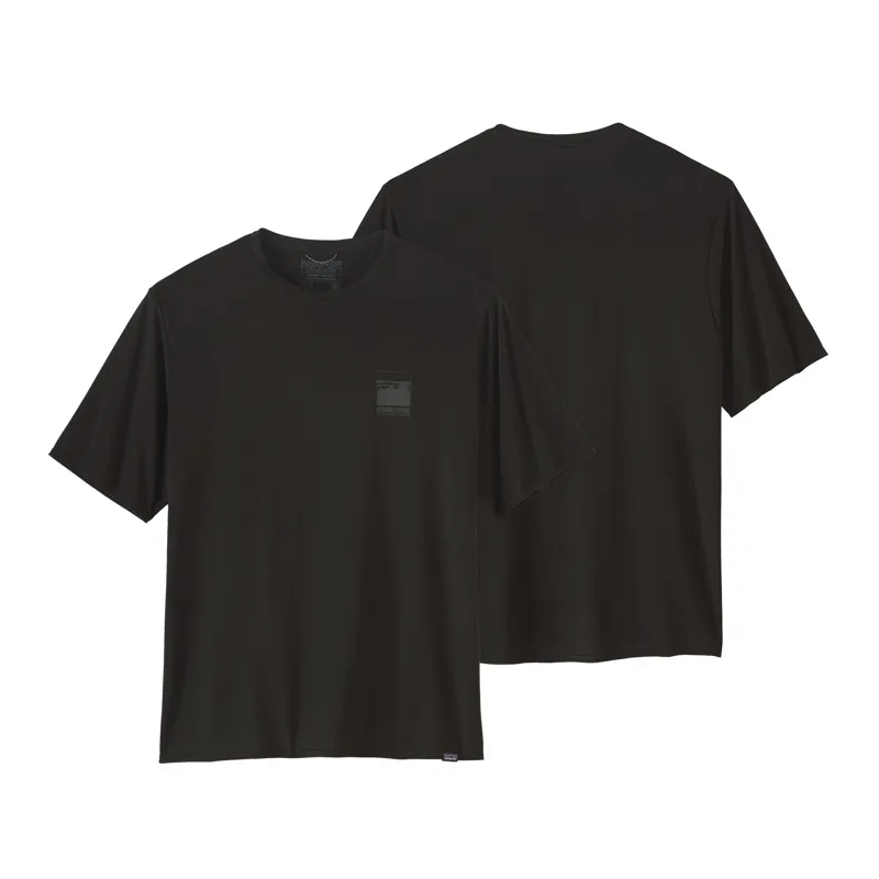 Patagonia Men's Capilene Cool Daily Graphic Alpine Short Sleeve T-Shirt in Black