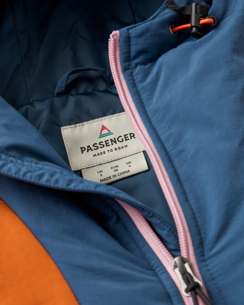 Passenger Women's Ocean 2.0 Recycled Insulated 1/2 Zip Jacket in Dark Denim/Sunset Orange-1